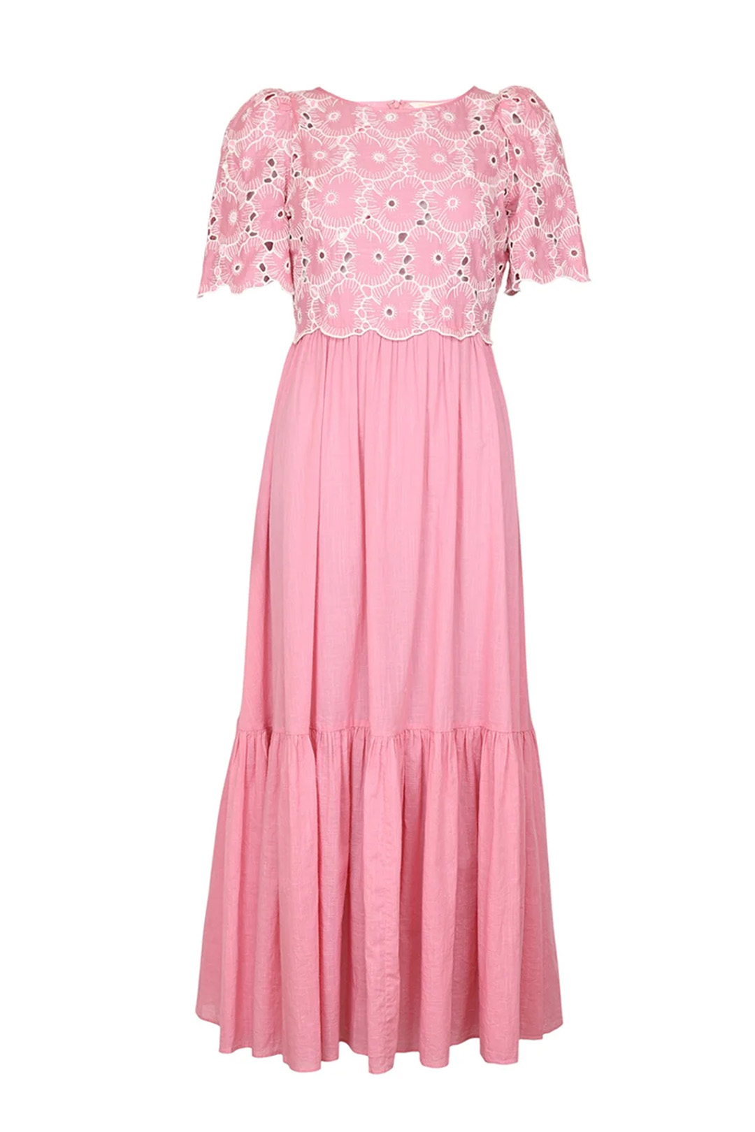 bytimo broderie anglaise maxi dress rose pink