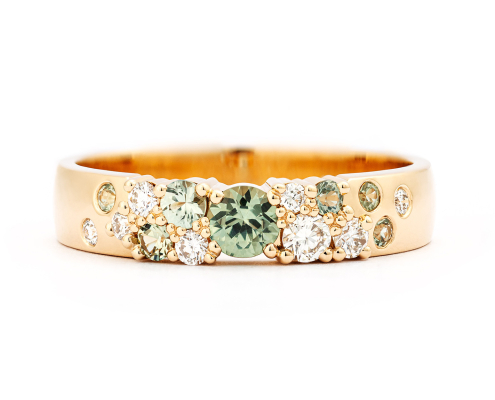 Keto Meadow 4mm - Spring grön ring, design Jussi Louesalmi, Au3 Goldsmiths