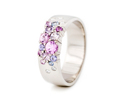 Keto Meadow 6mm - Pink ring, design Jussi Louesalmi, Au3 Goldsmiths