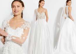 Lilly bröllopsklänningar 2025 med underbara detaljer som transparens och cut outs