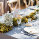 Mossa som grön löpare på bordet - en kreativ bröllopsdukning