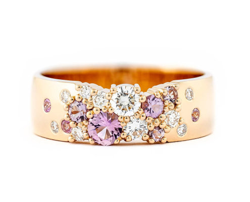 Keto Meadow 6mm - Spring rosa-ring, design Jussi Louesalmi, Au3 Goldsmiths